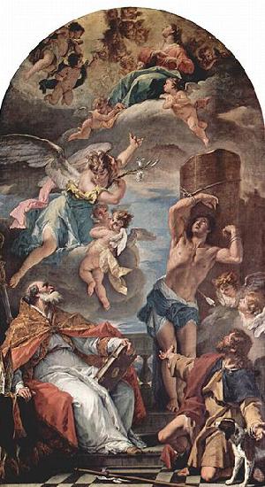 Sebastiano Ricci Maria in Gloria mit Erzengel Gabriel und Hl. Eusebius, Hl. Sebastian und Hl. Rochus oil painting image